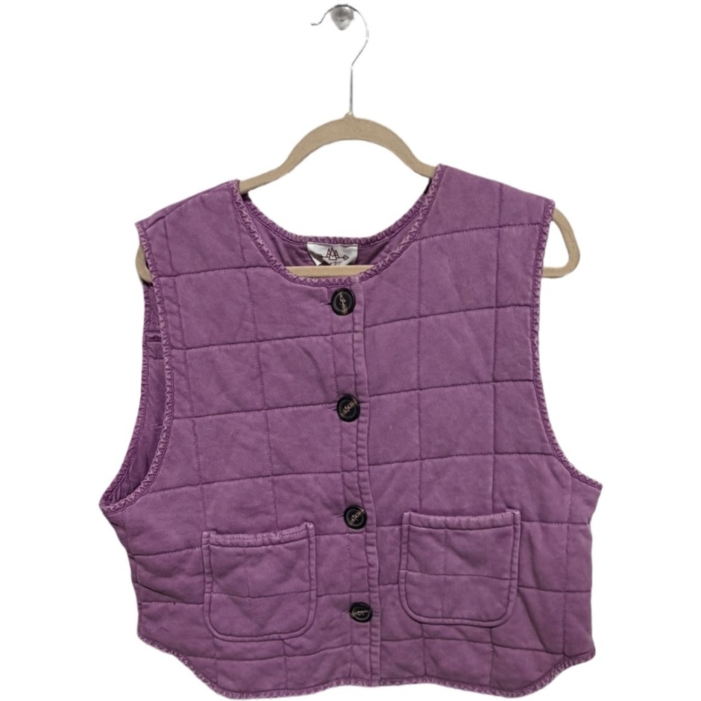 Lavender Quilted Vest Women's Large NWT Cottagecore Button Front Padded Utility